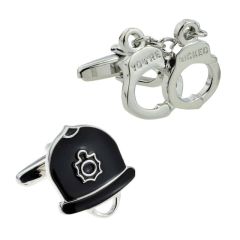 Cufflinks - Police Helmet & Handcuffs